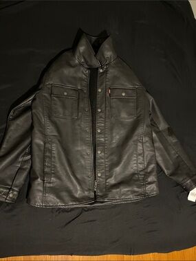 Levi's Black Faux Leather Shirt Jacket